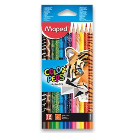 MAPED Pastelky trojboké Color'Peps Animals 12ks 24016