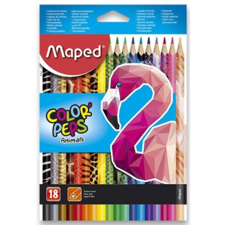 MAPED Pastelky trojboké Color'Peps Animals 18ks 24429