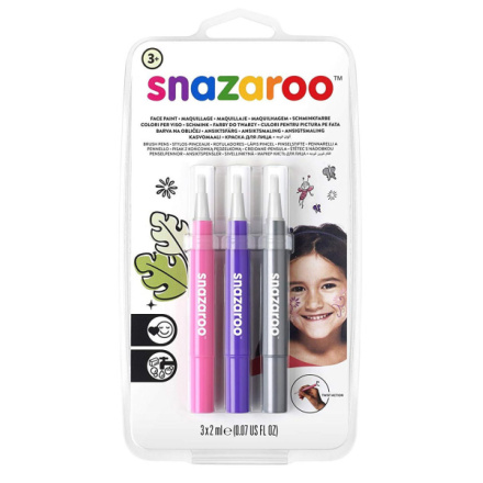 SNAZAROO Barvy na obličej s aplikátorem Brush Pen Fantasy 3ks 24885