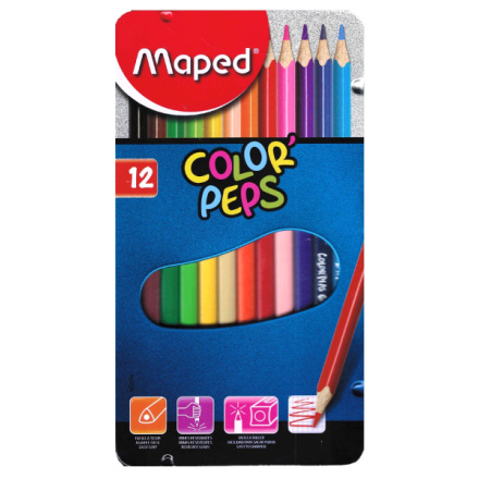 MAPED Pastelky trojhranné Color'Peps 12ks v plechové krabičce 25529