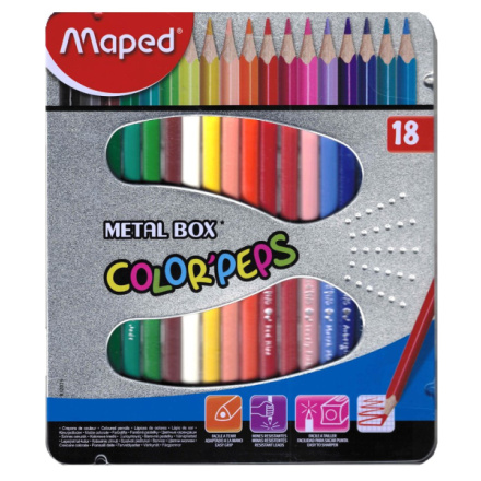 MAPED Pastelky trojhranné Color'Peps 18ks v plechové krabičce 25530
