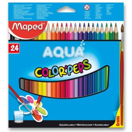 MAPED Trojhranné pastelky Aqua Color'Peps 24ks + štětec 25659