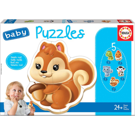 EDUCA Baby puzzle Zvířátka 5v1 (3-5 dílků) 2847