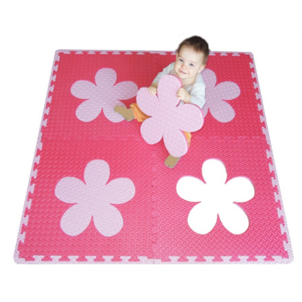 Pěnový BABY koberec s okraji - růžová,červená 6584