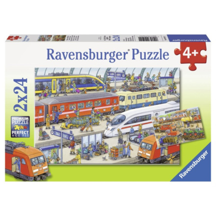 RAVENSBURGER Puzzle Rušné vlakové nádraží 2x24 dílků 7834