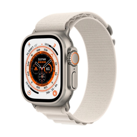Apple Watch Ultra/49mm/Titan/Sport Band/Starlight Alpine, MQFT3CS/A