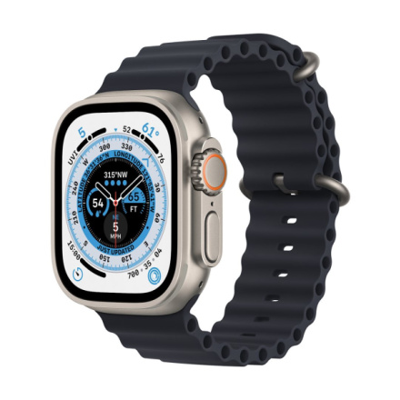 Apple Watch Ultra/49mm/Titan/Sport Band/Midnight Ocean, MQFK3CS/A
