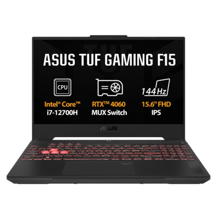 ASUS TUF Gaming F15/FX507ZV4/i7-12700H/15,6"/FHD/16GB/512GB SSD/RTX 4060/bez OS/Gray/2R, FX507ZV4-LP037