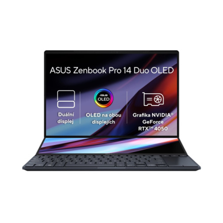 ASUS Zenbook Pro Duo 14 OLED/UX8402VU/i7-13700H/14,5"/2880x1800/T/16GB/1TB SSD/RTX 4050/W11H/Black/2, UX8402VU-OLED026WS