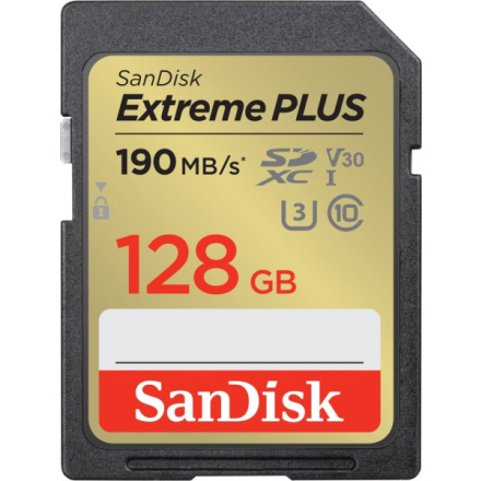 SanDisk Extreme PLUS/SDXC/128GB/190MBps/UHS-I U3 / Class 10, SDSDXWA-128G-GNCIN