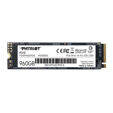 PATRIOT P310//SSD/M.2 NVMe/Černá/3R, P310P960GM28