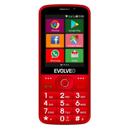 EVOLVEO EasyPhone AD, chytrý mobilní telefon pro seniory s nabíjecím stojánkem (červená barva), EP-900-ADR