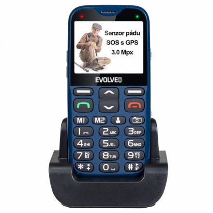 EVOLVEO EasyPhone XG, mobilní telefon pro seniory s nabíjecím stojánkem (modrá barva), EP-650-XGL