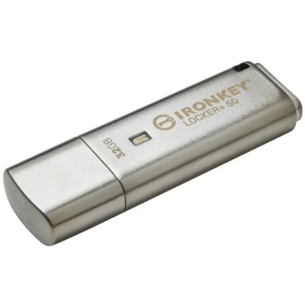Kingston IronKey Locker+ 50/32GB/145MBps/USB 3.1/USB-A/Stříbrná, IKLP50/32GB