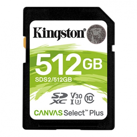 Kingston Canvas Select Plus U3/SDXC/512GB/100MBps/UHS-I U3 / Class 10, SDS2/512GB