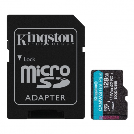 Kingston Canvas Go Plus A2/micro SDXC/128GB/170MBps/UHS-I U3 / Class 10/+ Adaptér, SDCG3/128GB