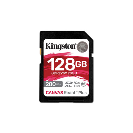 Kingston Canvas React Plus/SDHC/128GB/UHS-II U3 / Class 10, SDR2V6/128GB