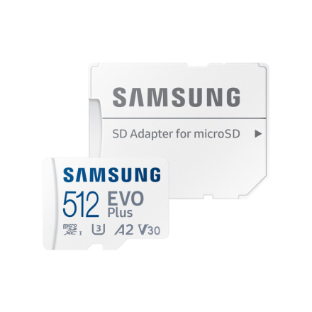 Samsung EVO Plus/micro SDXC/512GB/UHS-I U3 / Class 10/+ Adaptér/Bílá, MB-MC512SA/EU