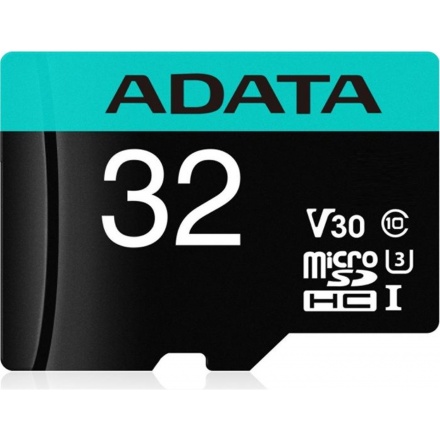 ADATA MicroSDHC 32GB U3 V30G 95/90MB/s + adapter, AUSDH32GUI3V30SA2-RA1
