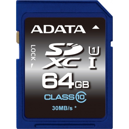 ADATA/SDXC/64GB/50MBps/UHS-I U1 / Class 10, ASDX64GUICL10-R