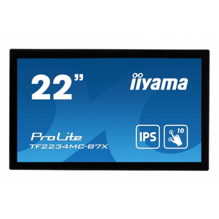 22" iiyama TF2234MC-B7X: IPS, FullHD, capacitive, 10P, 350cd/m2, VGA, DP, HDMI, IP65, černý, TF2234MC-B7X