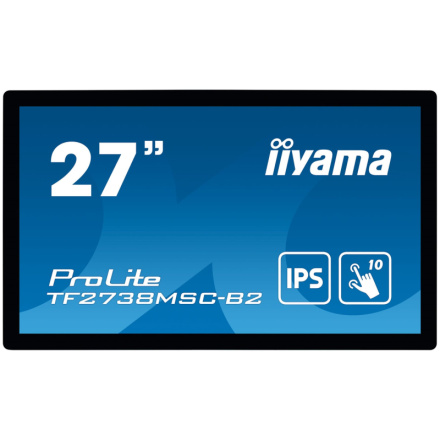 27" iiyama TF2738MSC-B2: IPS, FullHD, capacitive, 10P, 500cd/m2, DP, HDMI, DVI, 16/7, IP1X, černý, TF2738MSC-B2