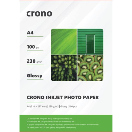 Crono PHPL4A, fotopapír lesklý, A4, 230g, 100ks, PHPLA4-100
