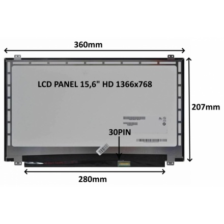 SIL LCD PANEL 15,6" HD 1366x768 30PIN MATNÝ / ÚCHYTY NAHOŘE A DOLE, 77046770