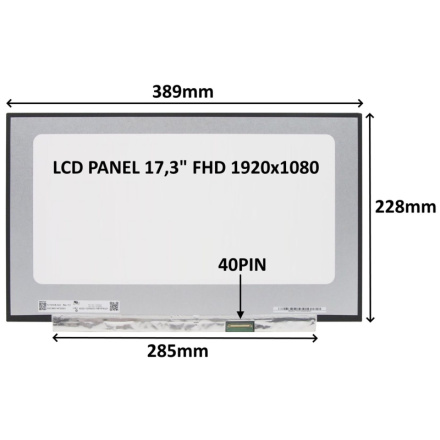 SIL LCD PANEL 17,3" FHD 1920x1080 40PIN MATNÝ IPS 144HZ / BEZ ÚCHYTŮ, 77030549