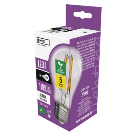 EMOS LED žárovka A60/E27/5W/75W/1060lm/neutrální bílá, 1525283412