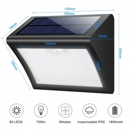 VIKING Venkovní solární LED světlo s pohybovým senzorem V60, V60