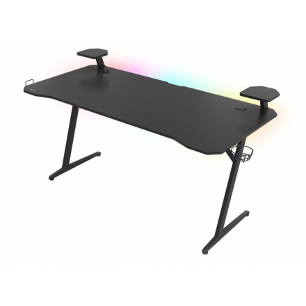 Genesis Holm 510 RGB - herní stůl s RGB podsvícením, 160x75cm, 3xUSB 3.0, bezdrátová nabíječka, NDS-1732