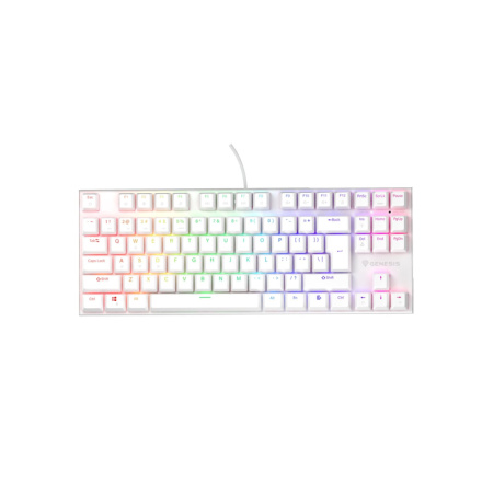 Genesis tichá herní klávesnice THOR 303/TKL/RGB/Outemu Peach Silent/Drátová USB/US layout/Bílá, NKG-2063