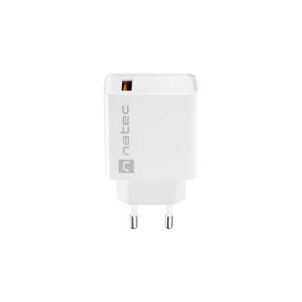 Universální nabíječka Natec RIBERA 18W 1X USB-A, bílá, NUC-2057