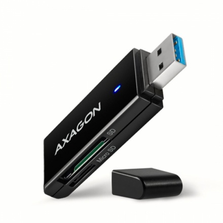 AXAGON CRE-S2N, USB-A 3.2 Gen 1 - SUPERSPEED čtečka karet, 2-slot & lun SD/microSD, podpora UHS-I, CRE-S2N