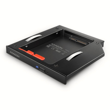 AXAGON RSS-CD12 rámeček pro 2.5" SSD/HDD do DVD slotu, 12.7 mm, LED, hliník, RSS-CD12
