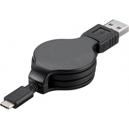 PremiumCord Kabel USB 3.1 C/M - USB 2.0 A/M, charging a sync navíjecí kabel 1m, ku31cn1bk