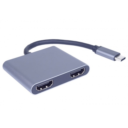 PremiumCord MST adaptér USB-C na 2x HDMI, USB3.0, PD, rozlišení 4K a FULL HD 1080p, ku31hdmi13