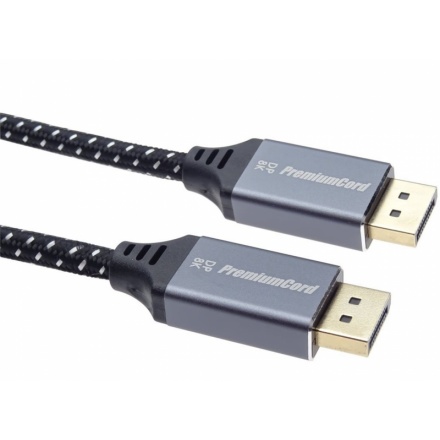 PremiumCord DisplayPort 1.4 přípojný kabel, kovové a zlacené konektory, 2m, kport10-02