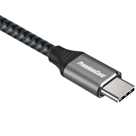 PremiumCord Kabel USB-C M/M, 100W 20V/5A 480Mbps bavlněný oplet, 2m, ku31cw2