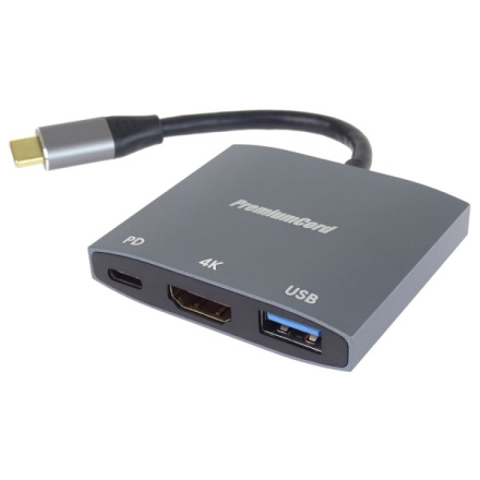 PremiumCord adaptér USB-C na HDMI, USB 3.0 a PD, ku31hdmi15