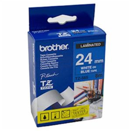 BROTHER TZE-555,  modrá/bílá, 24mm, TZE555