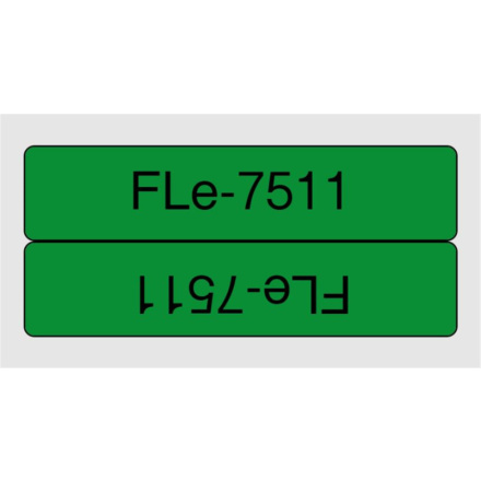 BROTHER FLe-7511, předřezané štítky - černá na zelené, šířka 21 mm, FLE7511