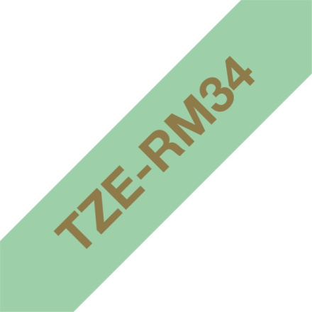 Brother TZE-RM34 zlatá na mentol.zelené, 12 mm, textilní páska, TZERM34