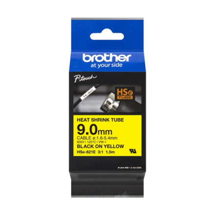 BROTHER HSE-621E - černý tisk na žluté, šířka 9,0 mm, HSE621E