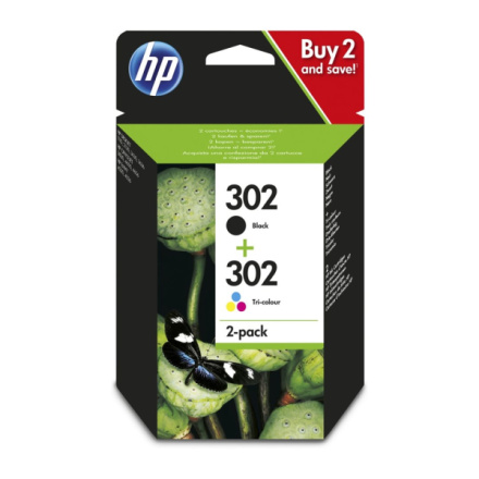 HP 302 combo černá + barevná ink. náplň X4D37AE, X4D37AE - originální
