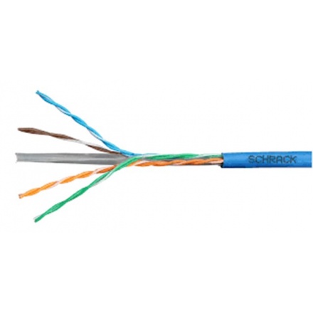 SCHRACK Kabel U/UTP Cat.6 4x2xAWG24 300 MHz, LS0H modrý, Eca, HSEKU423H4