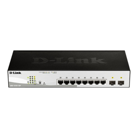 D-Link DGS-1210-10P, 10-port 10/100/1000 Gigabit PoE Smart Switch including 2x SFP 65W, DGS-1210-10P/E