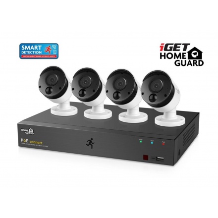 iGET HGNVK85304 - Kamerový PoE FullHD set, 8CH NVR + 4x IP 1080p kamera, SMART detekce, W/M/Andr/iOS, HGNVK85304