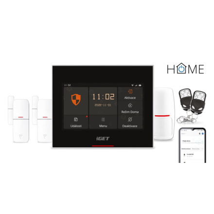 iGET HOME X5 - Inteligentní Wi-Fi/GSM alarm, v aplikaci i ovládání IP kamer a zásuvek, Android, iOS, Home X5